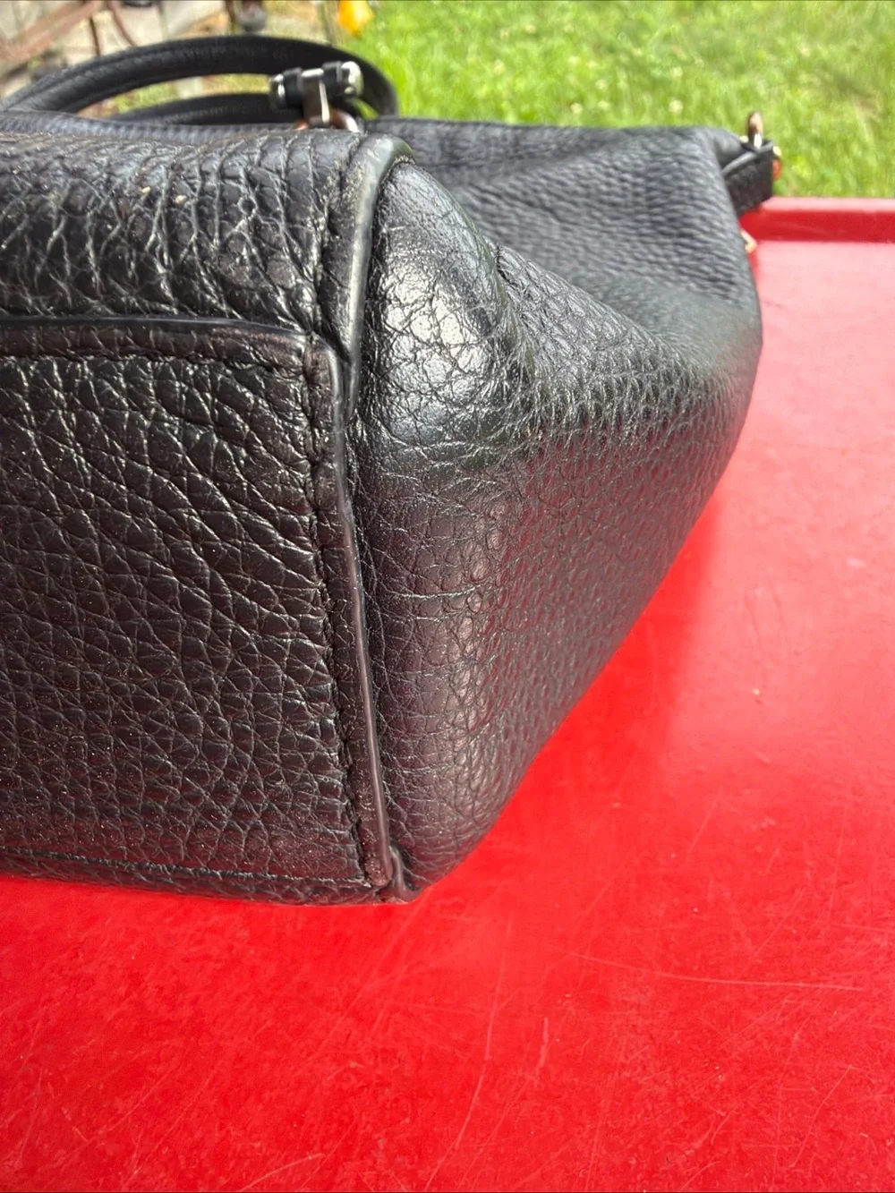 Coach Black Pebbled Leather Tote with Gold-Tone Logo